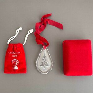 Vintage Waterford 1980 Christmas Tree Ornament in Original Pouch & Box